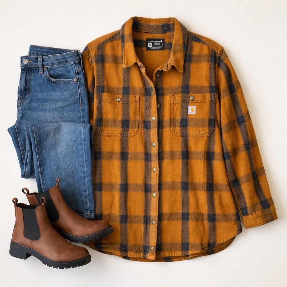 Carhartt Womens 100% Cotton Heavyweight Plaid Shirt Jacket (XL) Workwear Outdoor